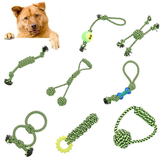 jiaroswwei Pet Dog Puppy Cotton Rope Knot Playing Ball Molar Bite Scratch Interactive Toy