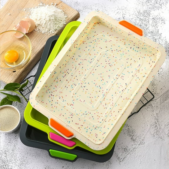 jiaroswwei Rectangle Non-stick Cake Bread Silicone Baking Tray Pan Mold DIY Bakeware Tool