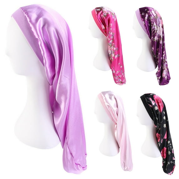 jiaroswwei Solid Color Women Night Sleep Bonnet Slouchy Hat Hair Care Cap Bath Head Wrap