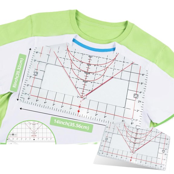 jiaroswwei T-shirt Acrylic Ruler Guide, T-Shirt Scale Guide Heat Press Shirt Measurement Tool Supplies, T-shirt Alignment Tool