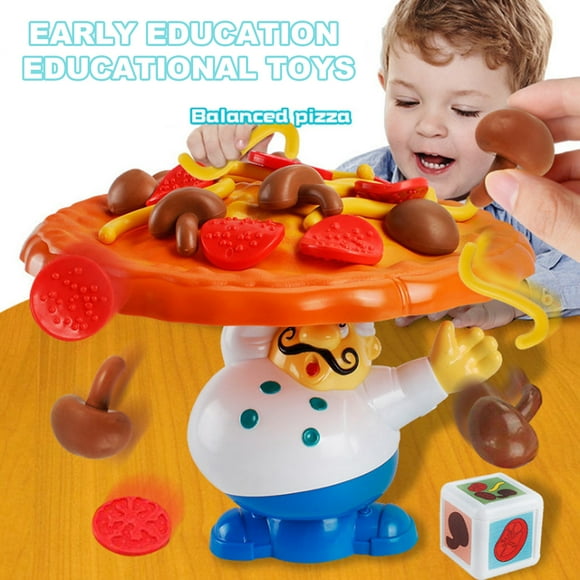 jiaroswwei Topple Pizza Game Desktop Stacking Balancing Pizza Toy, 2 to 4 Players Fine Motor Skills Development Kids Early Education Pizza Pile-up Toy