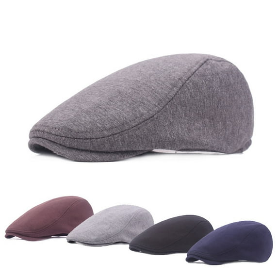 jiaroswwei Vintage Men Solid Color Cotton Newsboy Cap Flat Beret Outdoor Sports Sun Hat
