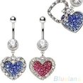 thumbnail image 1 of jiaroswwei Women Fashion Sexy Shiny Rhinestone Heart Pendant Body Piercing Navel Belly Ring, 1 of 5