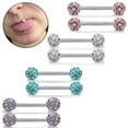 thumbnail image 1 of jiaroswwei Women Rhinestone Tongue Nose Nipple Ring Stud Earrings Body Piercing Jewelry, 1 of 8