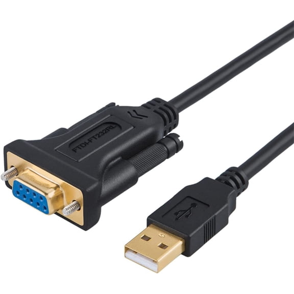 jiatumeimaoyi USB to RS232 Serial Adapter (FTDI Chipset), USB to RS232 Gold Plated DB9 Serial Converter Cable for Windows 11, 10, 8.1, 8, 7, Vista, XP, 2000, Linux and Mac OS X, macOS, 6.6 Feet/2M