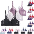 thumbnail image 1 of jiaxiM 3 Pack Bras for Older Women No Underwire Lace Trim Womens Bras Wireless Soft Supportive Seamless Bras V-Neck Womens Sports Bras Supportive Bra with Fixed Pads, 1 of 3