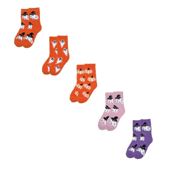 jiaxiM 5 Pairs Fall Socks, Plush Socks, Festive Halloween Mid‑Calf Hosiery, Thick Fluffy Material, Elastic Fit, Comfort House Socks For Relaxing At Home
