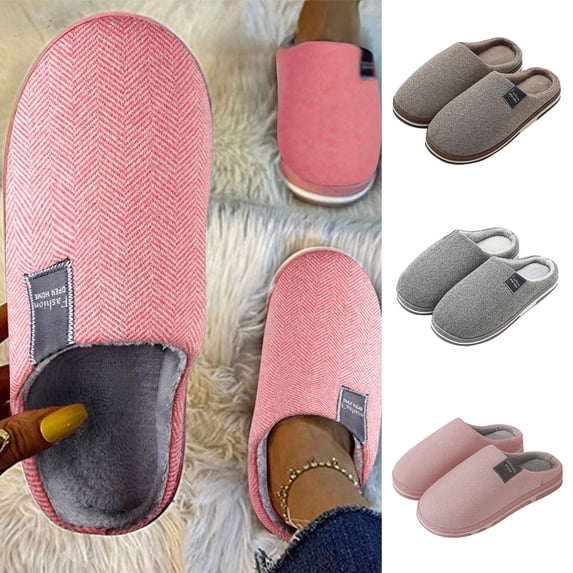 jiaxiM Mens House Slippers Knit Memory Foam Anti-Skid Rubber Sole Furry Lined House Slippers Indoor Outdoor Bow Graphic Cute Novelty Gifts for Mom