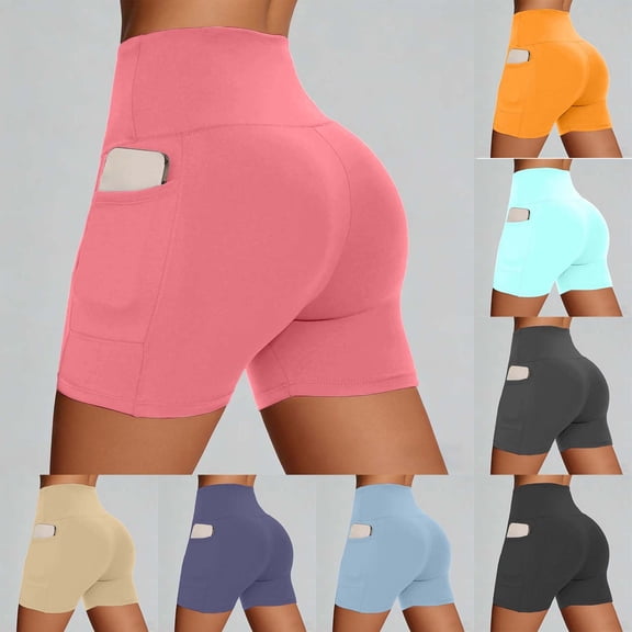 jiaxiM Biker Shorts Women Tummy Control Lifting High Waisted Workout Shorts Yoga Gym Shorts with Pockets