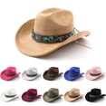 thumbnail image 1 of jiaxiM Cowboy Hat Bands for Men Women's Classic Denim Western Cowboy Hat Curved Brim English Jazz Style for Fashion Outfits Outdoor and Daily Use, 1 of 3