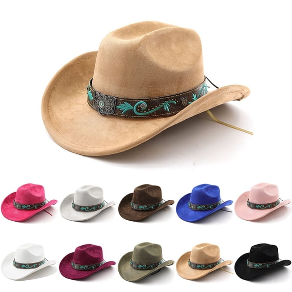 jiaxiM Cowboy Hat Bands for Men Women's Classic Denim Western Cowboy Hat Curved Brim English Jazz Style for Fashion Outfits Outdoor and Daily Use