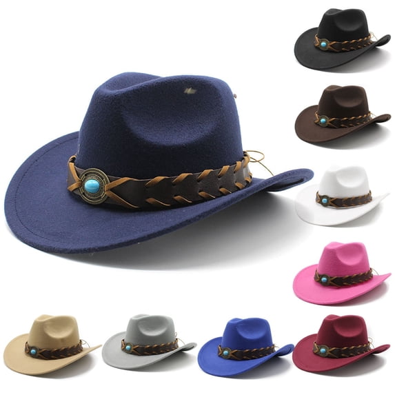 jiaxiM Cowboy Hat for Men Traditional Ethnic Western Cowboy Hat Soft Wool Mid Brim for Performance Outdoor Leisure and Fashion Daily Wear