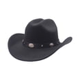 thumbnail image 1 of jiaxiM Cowboy Hats for Men Women Denim Leather Wide Brim Vintage Black Cattlemans Hat Adults Fashionable Headwear for All Occasions, 1 of 8