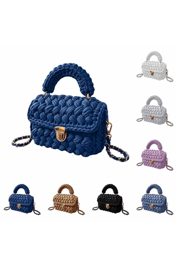 Crochet Bag Women Yarn Knit Crochet Tote Purse Crossbody Bags Handwoven Evening Clutch Flap Shoulder Bag