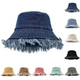 thumbnail image 1 of jiaxiM Crochet Bucket Hat Unisex Distressed Washed Denim Bucket Hat, Street Style Fisherman Sun Hat for Outdoor Travel, Beach and Daily Wear, Lightweight Breathable Sun Protection Cap, 1 of 4