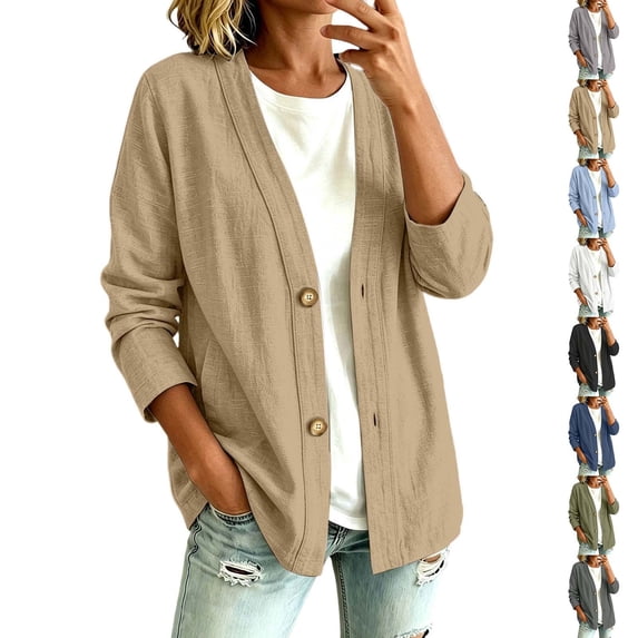 jiaxiM Denim Jacket for Women Lightweight Button Front Stretch Relaxed Fit Casual Long Sleeve Cardigan Coat