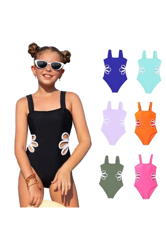 Girls One Piece Swimsuit Bow Back Girls Bathing Suits Adjustable Wide Straps Modest Ruched Ruched Color Block Swimsuit Quick Dry Upf 50+ Swimwear with Padded