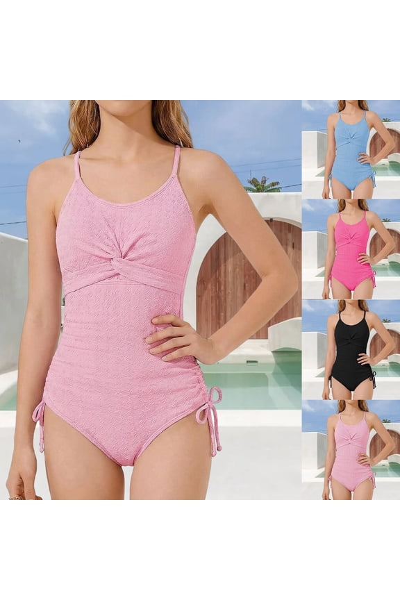 Girls One Piece Swimsuits Bow Back Girls Dress Up Clothes Adjustable Strap Cute Ruffle Tropical Floral Swimsuit Quickdry for Swim Team Beach Swimwear