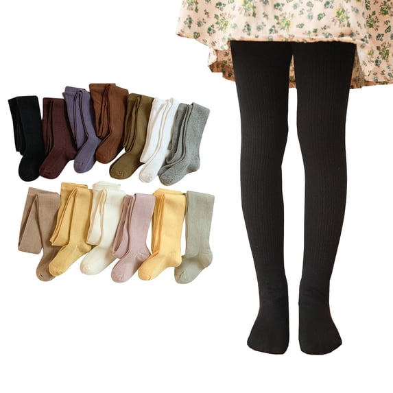 jiaxiM Girls Solid Tights Thick Knit High Waist Full Length Leg Socks Cover Soft Stretch Tights for School Uniform, Recital, Weekend Trips, Everyday Casual Styling
