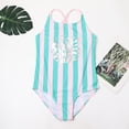 thumbnail image 1 of jiaxiM Girls Swimsuit Ruffle One Piece Bow Back Girls Bathing Suits Spaghetti Strap Modest Ruched Contrast Trim Swimsuit Stretchy Girls' Swimwear, 1 of 5
