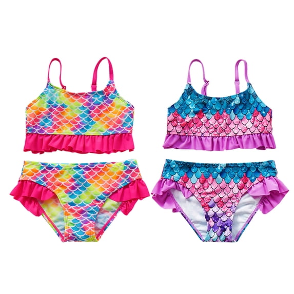 jiaxiM Girls Swimsuit Two Piece Tropical Floral Cut Out Girls Bikini Drawstring Bottoms Modest Ruched Beach Skirt Bathing Suit Sparkly Swimwear with Cover Up Skirt