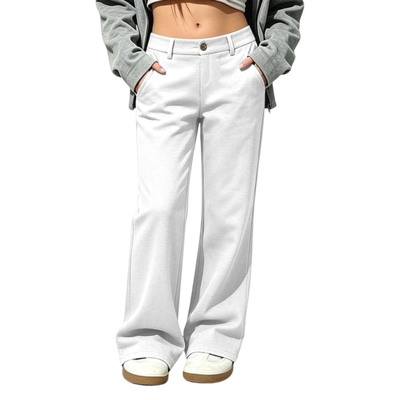 jiaxiM Girls Wide Leg Sweatpants Oversized Baggy Elastic Waisted Soft Lined Sweat Pants Straight Leg Athletic Joggers with Pockets
