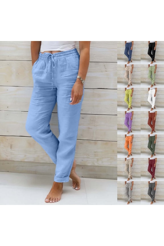 High Waisted Pants for Women Wide Leg Elastic Waist Palazzo Pants Plus Size Drawstring Weighted Women Trousers Women Lounge Pants for Work Business Casual
