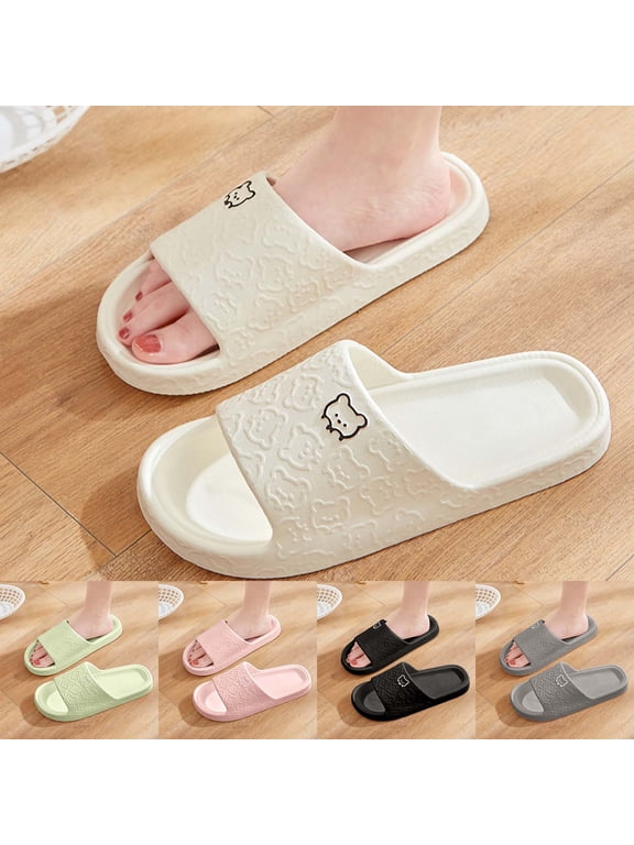 Home Slippers Women Non Cloud Slides for Women Elegant Flat Sandals for Women Open Toe Thick Cushioned Sole Beach Shoes Women