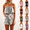 thumbnail image 1 of jiaxiM Jumpsuits for Women Dressy Strapless Off Shoulder Flower Ruffled Beachwear Shorts Tube Rompers Jumpsuits, 1 of 7
