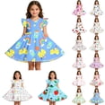 thumbnail image 1 of jiaxiM Little Girls A-line School Uniform Dress Cute Pattern Ruffle Sundress Toddler Girl Casual Back to School Dresses for Party, 1 of 7
