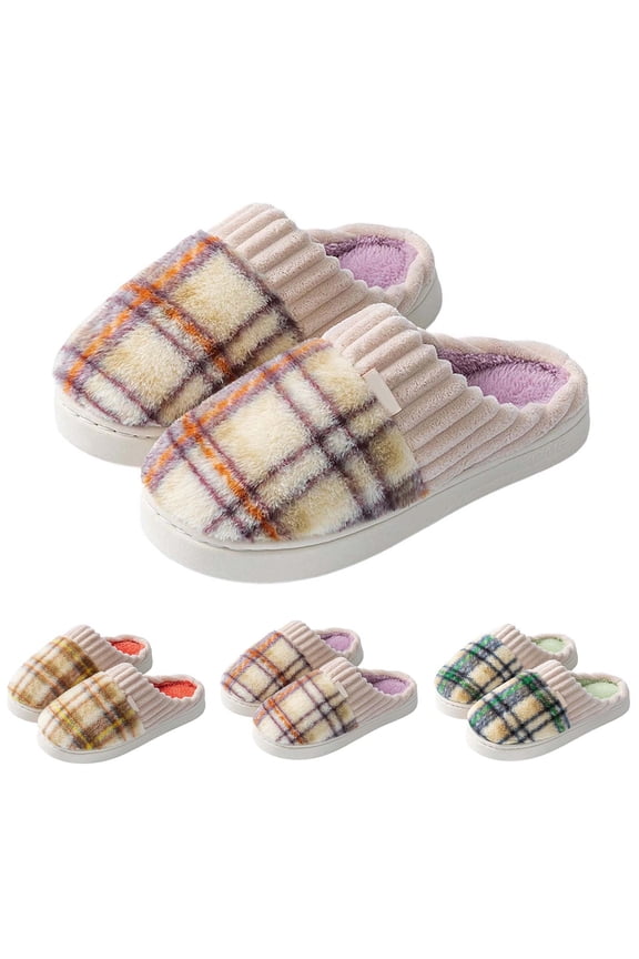 Slippers for Women Knit Memory Foam Non-Skid Sherpa Lining House Slippers Indoor Outdoor Cartoon Pattern Cute Soft Couple Home Footwear