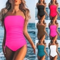 thumbnail image 1 of jiaxiM One Piece Swimsuit Women Tummy Control Strapless Bandeau Bathing Suits Halter Swimwear, 1 of 6