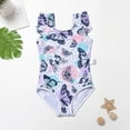 thumbnail image 1 of jiaxiM One Piece Swimsuit for Girls Crossback Tummy Control Bathing Suits Drawstring Ruffle Allover Printed Swimsuit Sparkly Mesh Summer Swimwear, 1 of 3