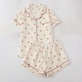 thumbnail image 1 of jiaxiM Pajamas for Women Button Down Pjs Tops 2 Piece Short Sleeve Print Sleepwear Soft Lapel Lounge Sets with Chest Pocket, 1 of 3