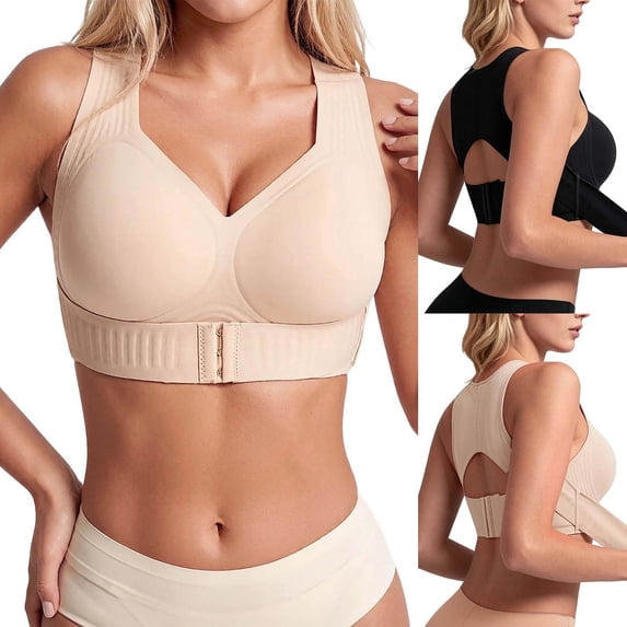jiaxiM Posture Support Bra Women Wireless Bra Wide Strap Back Support Full Coverage Bra for Housewives Mothers Gifts