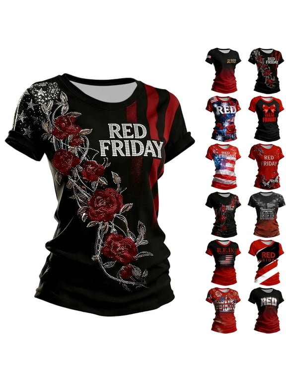 Red Friday Shirt Womens T Shirts On Fridays We Wear Red Tshirt Remember Everyone Deployed Shirts for Men Women Summer Tops for Women 2026