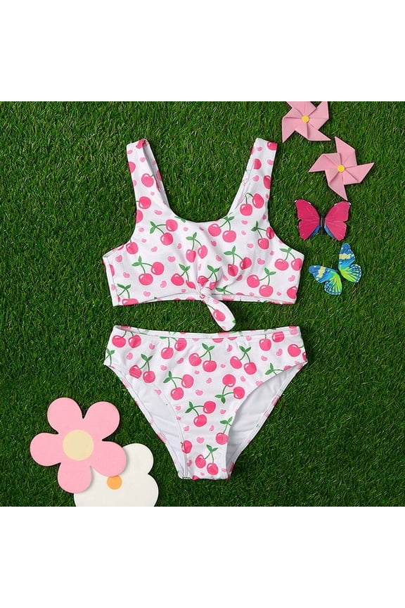 Rufflebutts Swimsuit Girls 2 Piece Cute Pattern Print Cutout Princess Bikini Set Adjustable Strap Ruched Kids Bathing Suits Girls Sparkly for Swim Team Beach Swimwear
