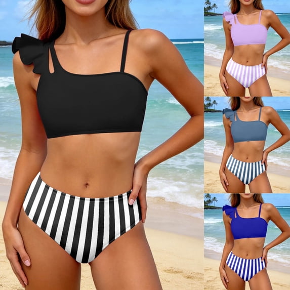 jiaxiM Rufflebutts Swimsuit Girls Two Piece Adjustable Strap Cute Pattern Print Girls Swimwear Tankini Sparkly Cute Ruffle Beach Skirt Bathing Suit Rash Guard Padded Swimwear with Cover Up Skirt