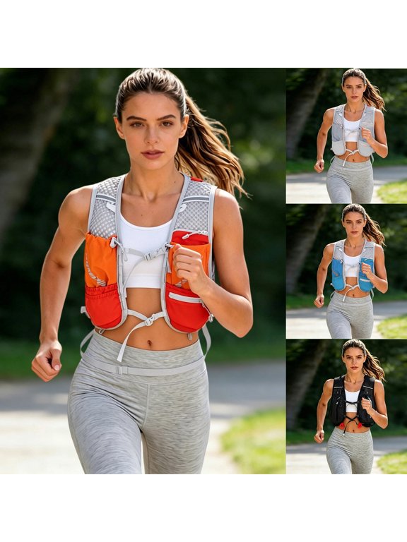 Running Vest Backpack, Lightweight Running Pack with Phone Holder and Bottle Pocket, Reflective Adjustable Running Vest for Marathon, Hiking, Cycling, Men Women