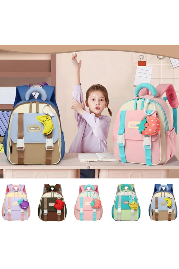 School Backpack for Ages 3rd 4th 5th 6th Color Block Lightweight Compact Rucksack Durable Fabric for School Days, Park Visits, Short Travel, Playground Outings