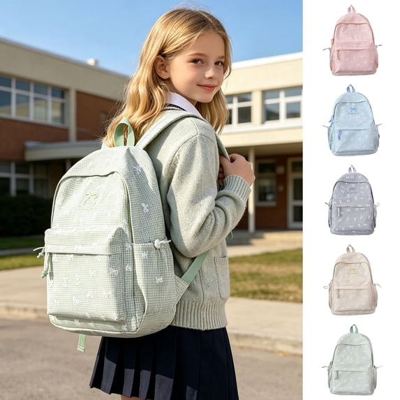 jiaxiM School Backpack for Ages 5th 6th 8th 10th Bow Knot Stylish Rucksack Soft Fabric Design for Middle School Study, Short Vacations, City Travel, Casual Outdoor Activities