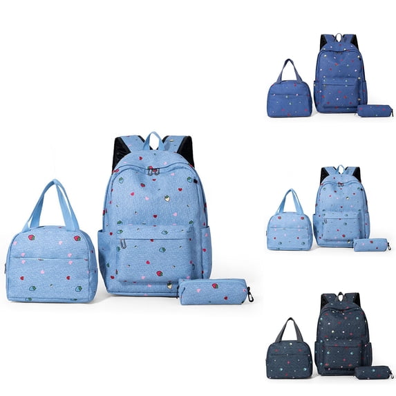 jiaxiM School Backpack for Ages 5th 6th 8th 10th Cute Printed 3 Piece Double Shoulder Rucksack Spacious Storage Layout for Daily Classes, City Walks, After-School Events, Vacation Outings