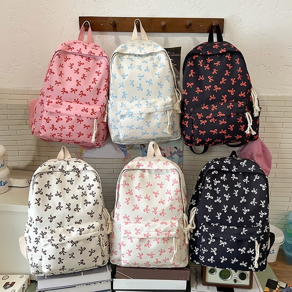 jiaxiM School Backpack for Ages 5th 6th 8th 10th Preppy Bow Single Rucksack Lightweight Structure for Daily Classes, Short Vacations, City Walks, Campus Errands