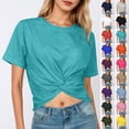 thumbnail image 1 of jiaxiM Short Sleeve Tops for Women Summer Trendy Casual Crew Neck Plain T Shirts Soft Basic Tunic Tees Fashion Clothing, 1 of 6