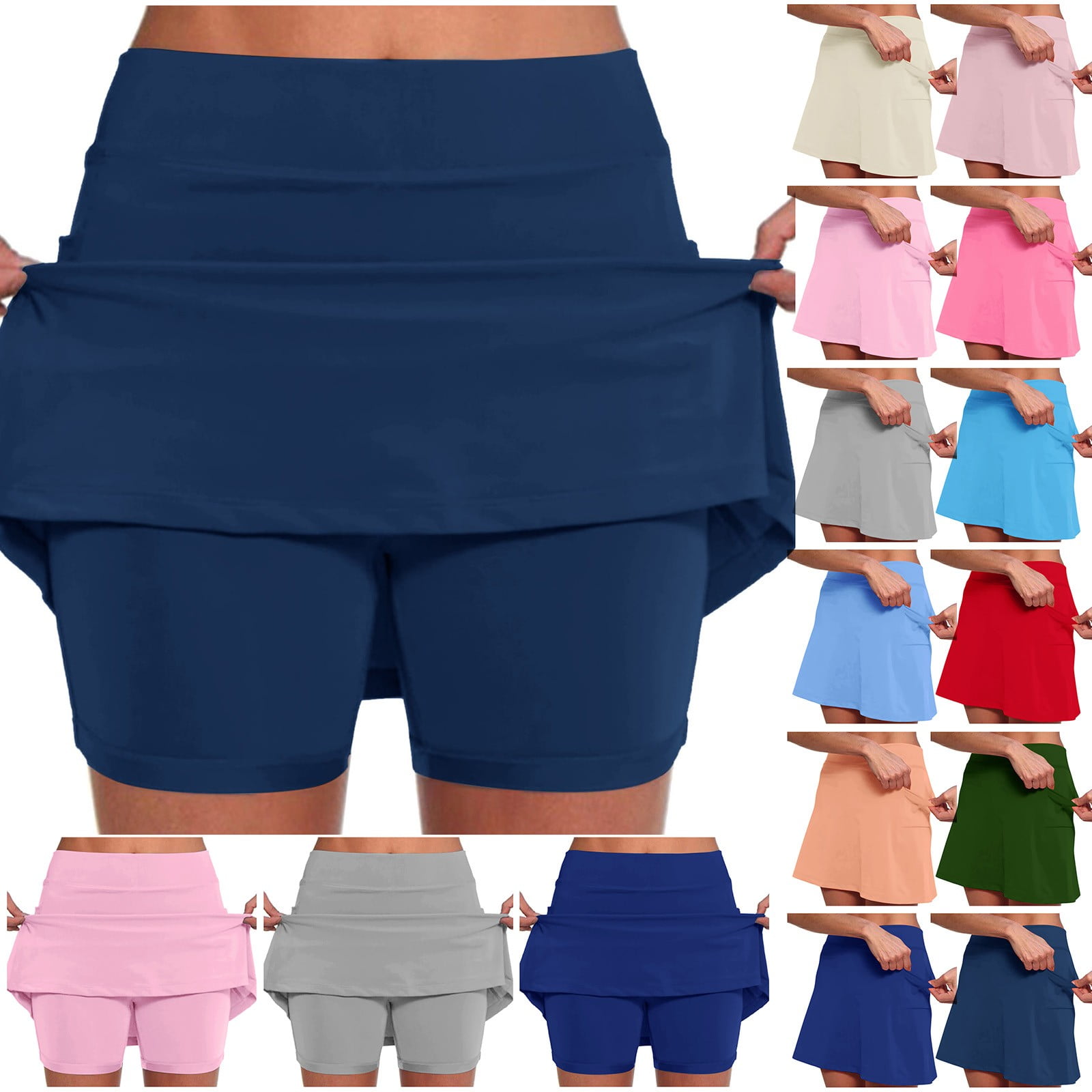 jiaxiM Skorts for Women with Pockets Summer Tummy Control Casual Skirts ...