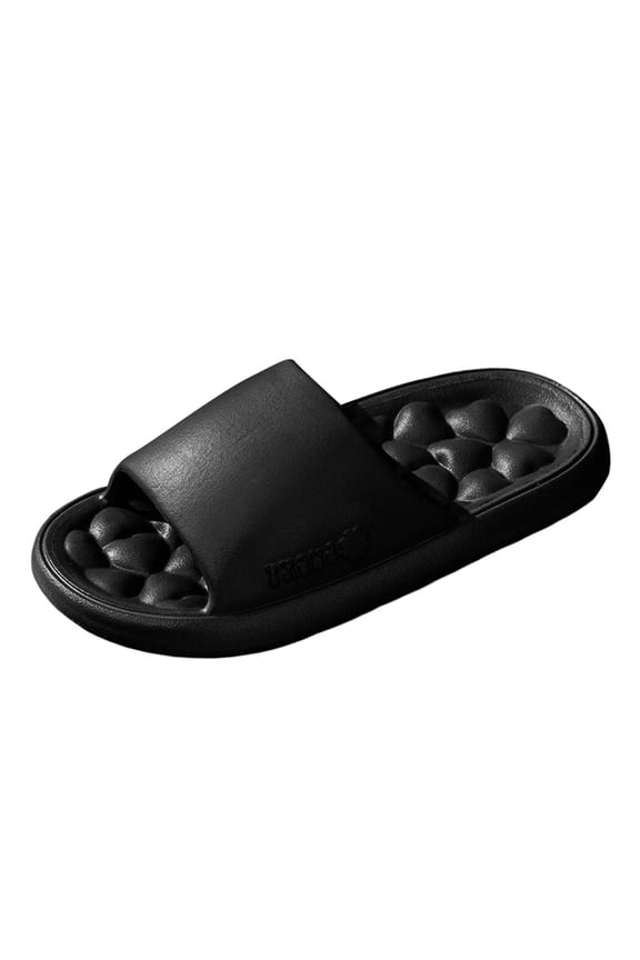 Slippers Men Non Black Slides for Women Casual Open Toe Cushioned Thick Sole Womens Sandals Wide Width for Beach, Pool, Dorm, Bathroom, Spa, Gym and Travel