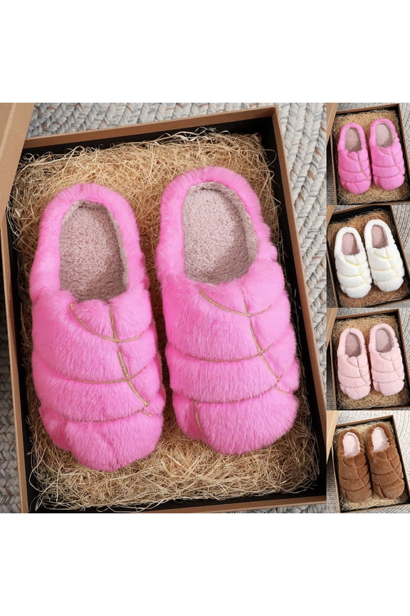 Indoor Slippers for Men Women Knit Memory Foam Anti-Skid Lined House Shoes for Women Indoor Outdoor Cartoon Pattern Elastic Comfy Retro Bride Slippers