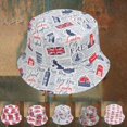 thumbnail image 1 of jiaxiM Straw Bucket Hat Women British Printed Wide Brim Summer Sun Hat, Lightweight Adjustable Outdoor Cap for Beach, Travel, Hiking and Daily Casual Fashion Matching, 1 of 4