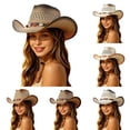 thumbnail image 1 of jiaxiM Straw Cowboy Hats for Women and Men Wide Brim Woven Cowboy Hat Western Cowgirl Hats Women for Country Concert Outfits, 1 of 5