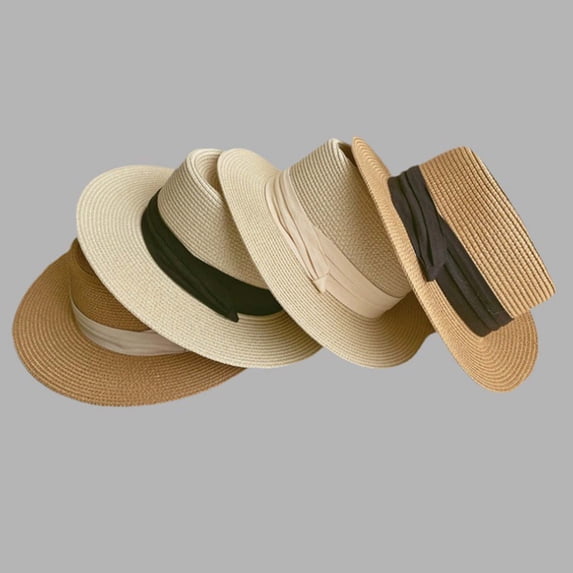 jiaxiM Straw Fedora Hats for Men Women Lightweight Straw Panama Sun Hat Wide Brim French Style for Beach Outdoor Wear